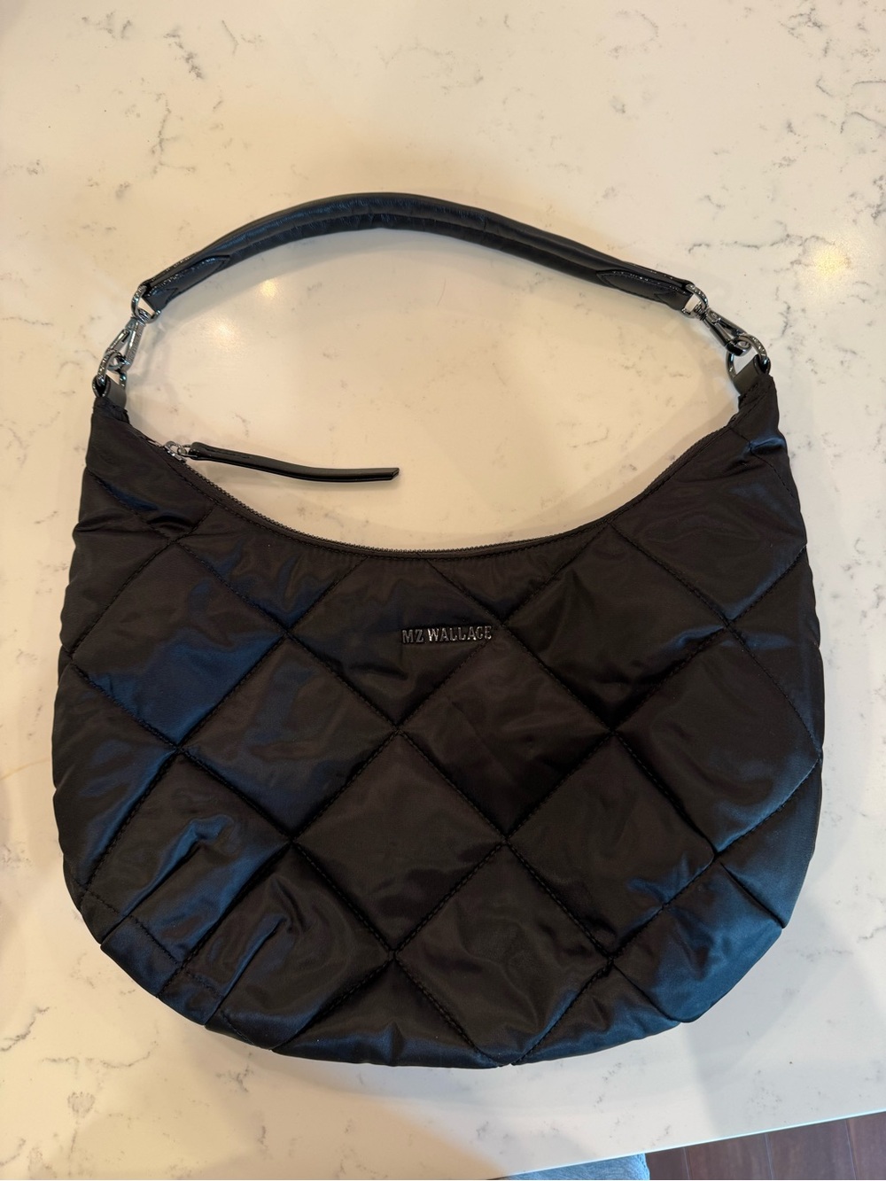 MZ Wallace Black Quilted Shoulder Hobo Bag